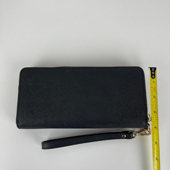 New Michael Kors Black Saffiano Leather Zippered Wallet - Picture 2 of 4